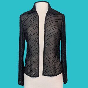 JMD New York Vintage Chiffon Beaded Open Blouse Size S Preowned